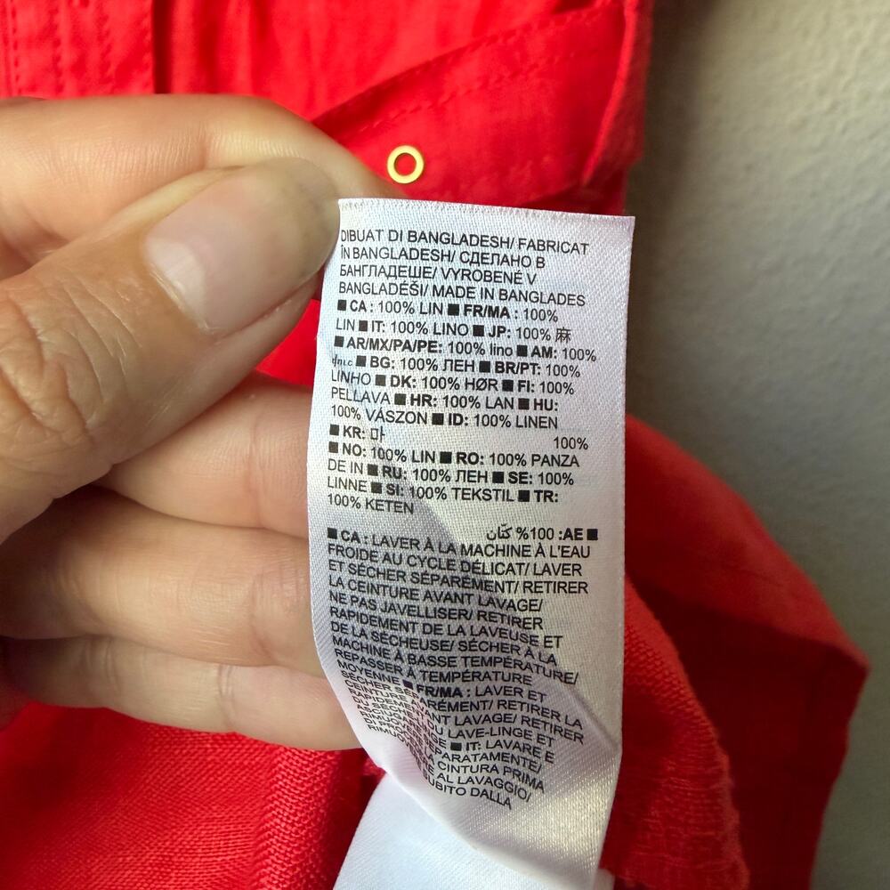 Banana Republic Red Linen Belted Safari Romper Size XXS - Picture 8 of 8